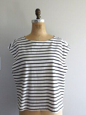 Old Navy Nautical White & Navy Stripes Cotton Shirt